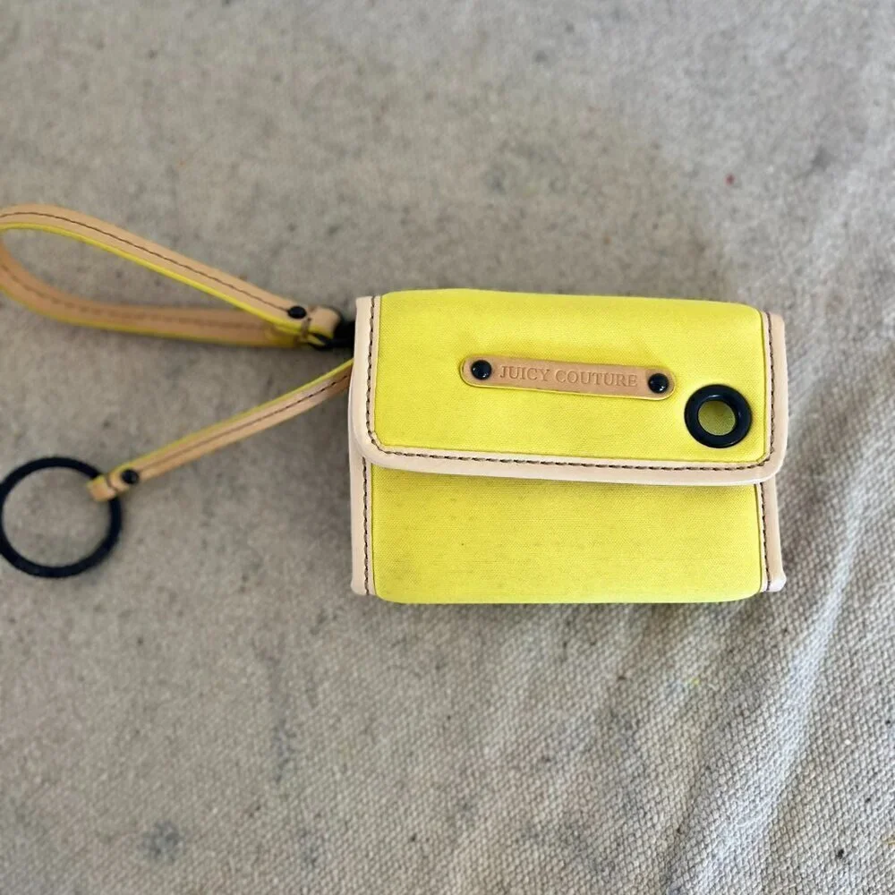 Juicy Couture Neon Yellow Cloth/ Leather Wallet/Keychain/Wristlet